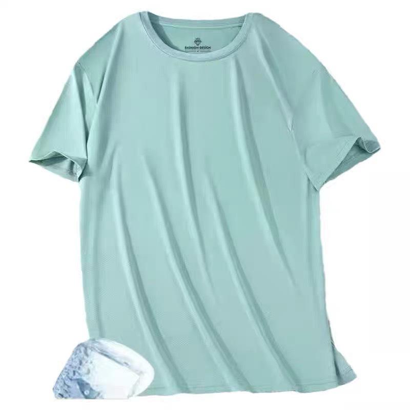 Camiseta de manga corta holgada de seda de hielo de secado rápido para hombre 2024