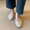 Super Soft Sheepskin~ Cool Single Shoes Women's Square Head Hollow Hole Shoes Retro Shallow Mouth Hollow Breathable Mary Jane Shoes