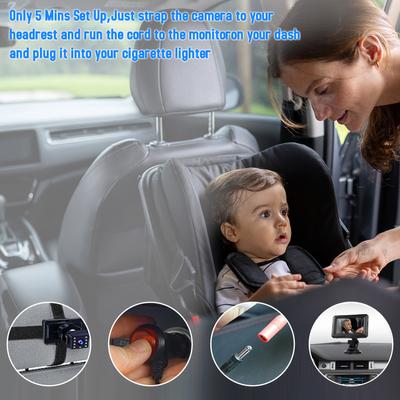 Baby Car Mirror, 1080P Baby Monitor with Camera USB Plug, 4.3" Baby Camera with Night Vision, 150 Degrees