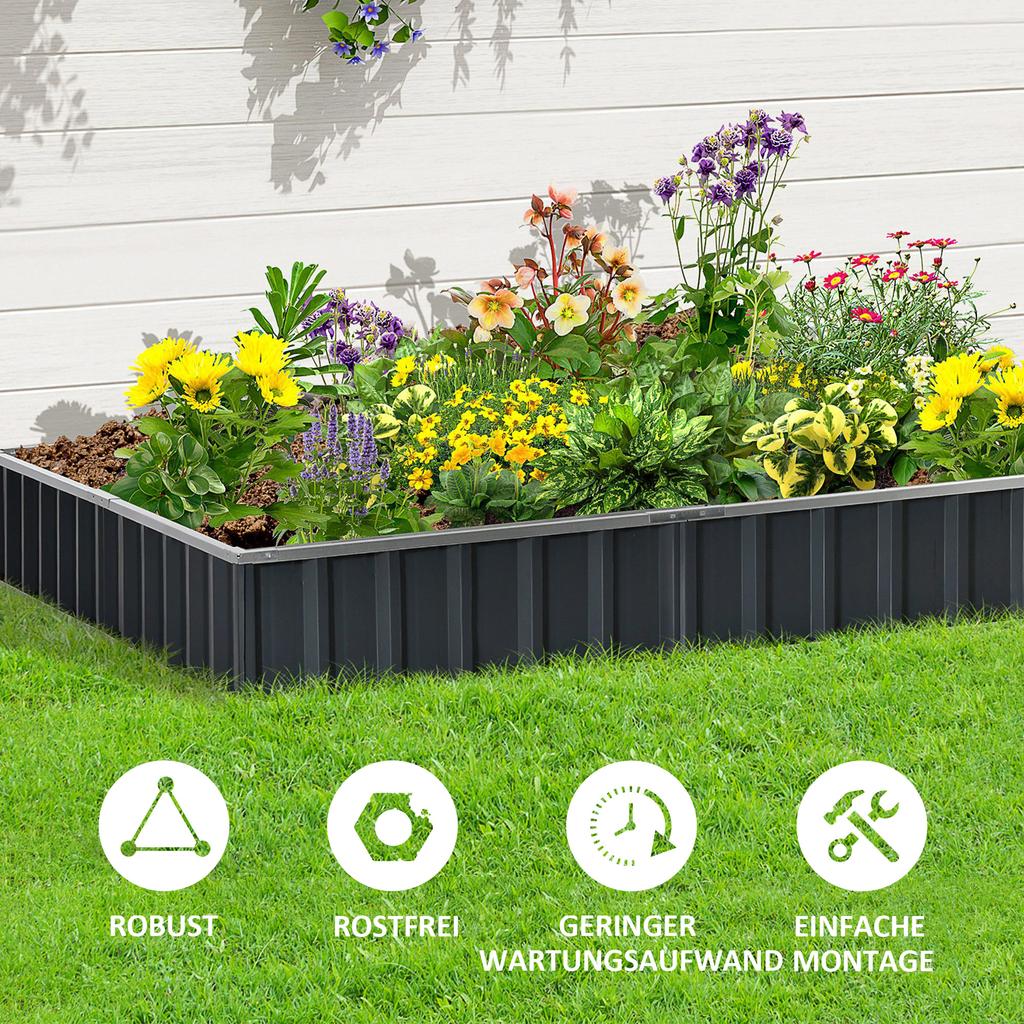 645L Metal Raised Garden Bed, DIY Large Steel Planter Box, No Bottom w/ A Pairs of Glove for Backyard, Patio to Grow Vegetables, Herbs, and Flowers