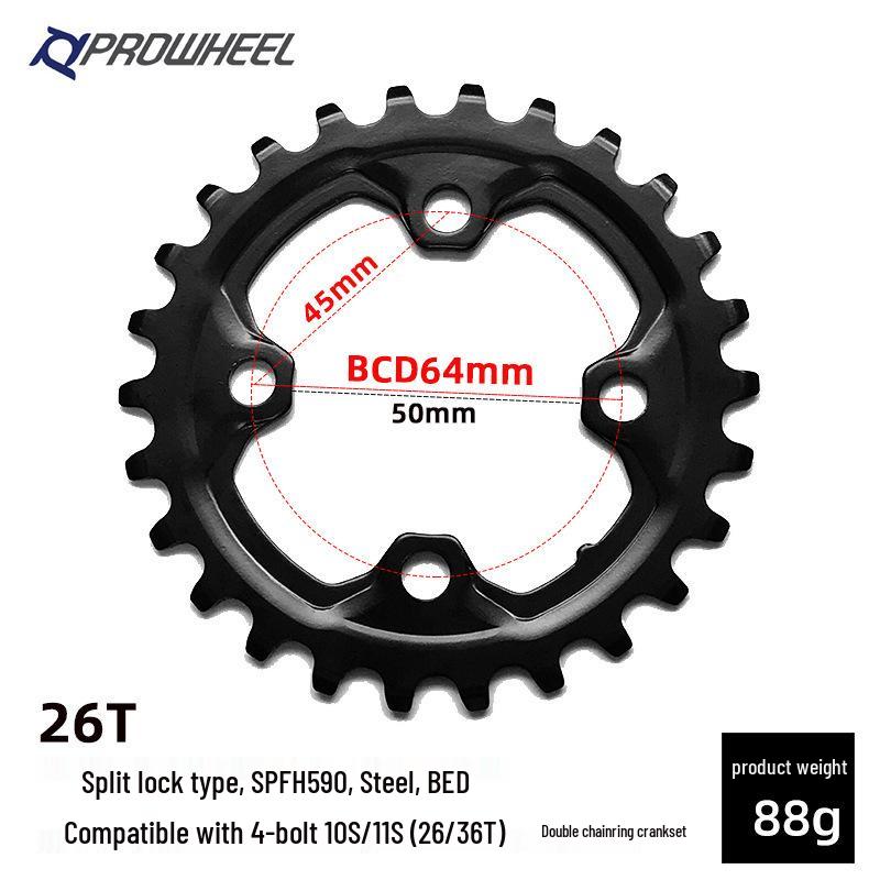 Prowheel 10/11-Speed Mountain Bike Crankset with Hollow Design and 26T/36T/38T Chainring for Bicycle Repair.