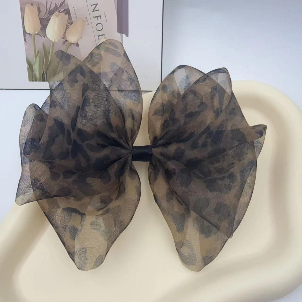 Retro Leopard Mesh Ponytail & Bun Hair Clip