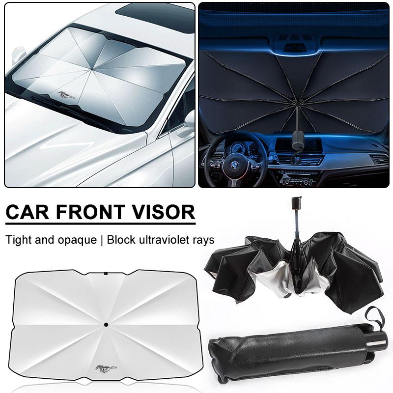 Car Sunshade Retractable Sunscreen Heat Insulation Front Windshield Parasol For Ford Mustang 2.3T Shelby GT350 GT500 2015-2024