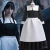 Wednesday Cosplay Girl Dress Set With Satin Fabric For Middle School Girls