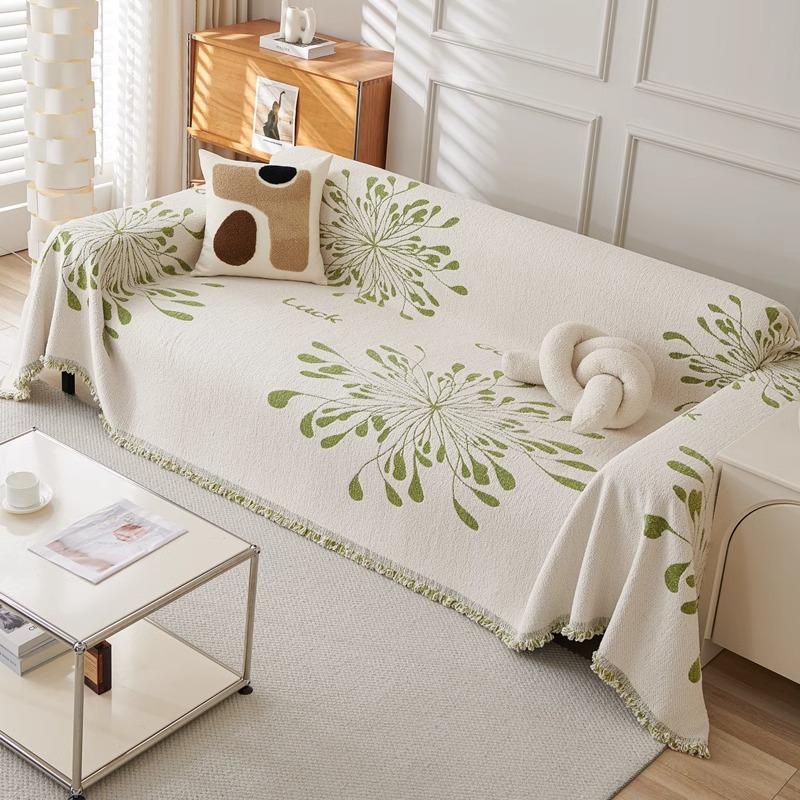 Autumn Winter Thick Solid Color Plush Sofa Towel Sofa Cover Cloth White Sofa Cover Non-Slip One-Piece Cover Towel