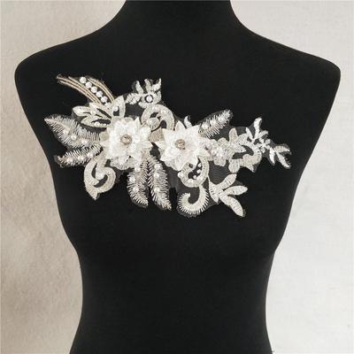 Guler Decorativ din Dantelă cu Flori și Mărgele Goale cu Broderie Albă Diy Cusut Guler de Dantelă Accesorii Vestimentare
