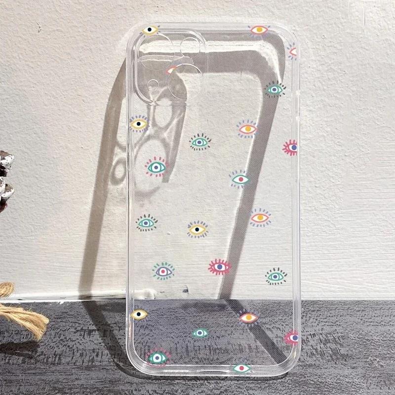 Lucky Eye Blue Evil Eye Print Phone Case for IPhone 16 15 14 13 12 11 Pro Max X XS SE2 7 8 Plus Fundas Clear Soft Silicone Cover
