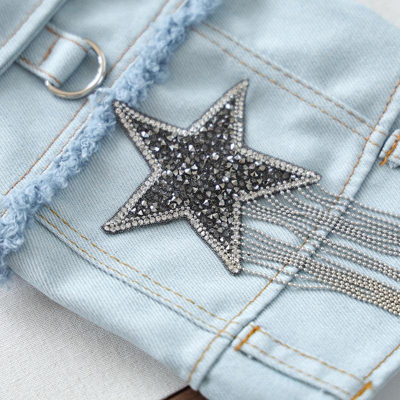 Cowboy Denim Clothing For Pet Girl Boy Fashion New Harness Vest Outfit Coat Jacket For Dog Puppy Small Animal Dachshund Pugs Cat