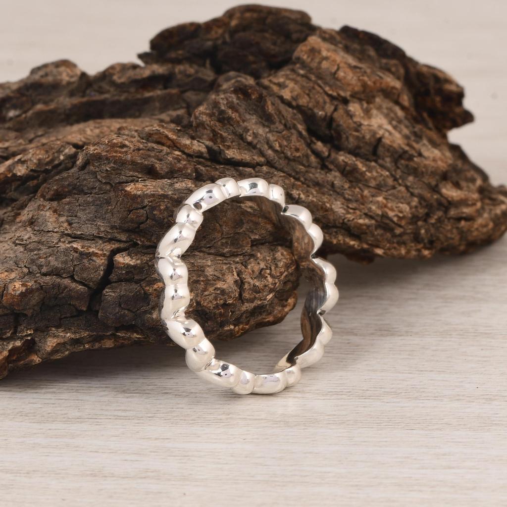 Dainty Heart Band Ring, 925 Silver Love Ring, Minimal Wedding or Promise Band, Everyday Stackable Ring.