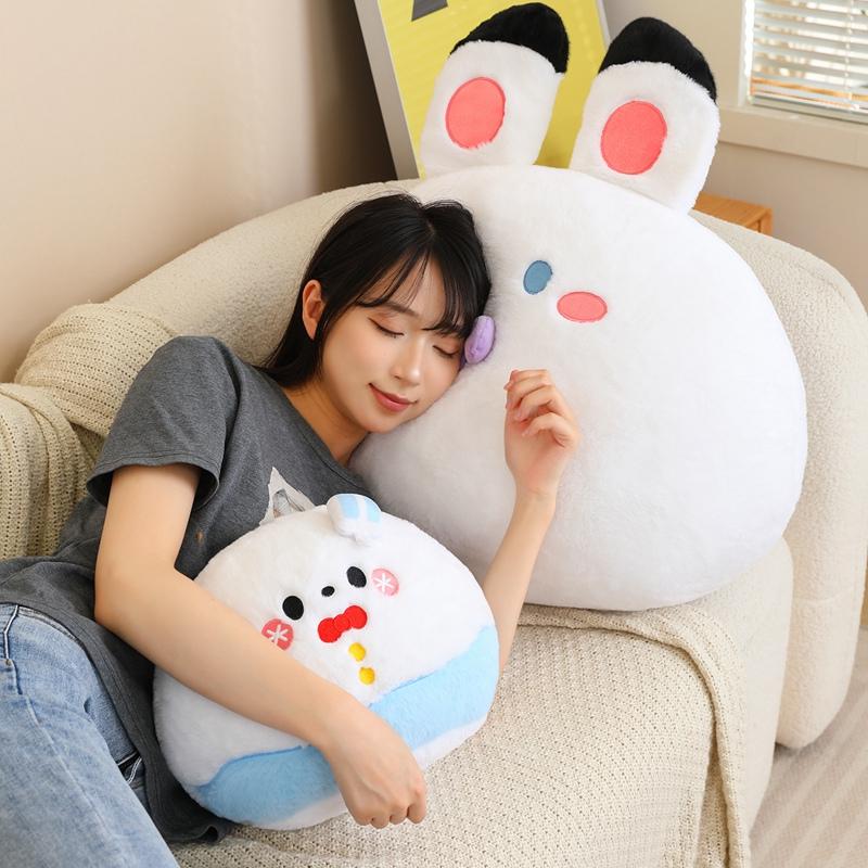 Cute Cartoon Animal Ball Shape Pillow Stuffed White Rabbit Snowman Black Crow Yellow Chick Back Support Cushion Decor Gift