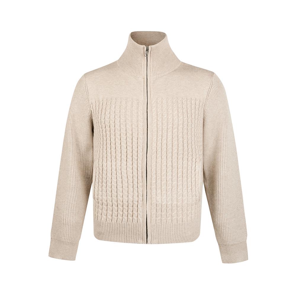 

EME 25 High-Neck Cable Knit Zipper Retro Knitwear - Autumn/Winter Collection. XXL бежевий