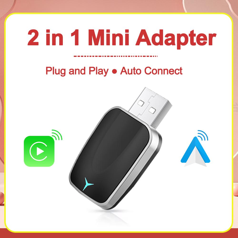 Mini 2in1 Wireless CarPlay Dongle Wireless Android Auto Adapter AI Smart Box For Car With Wired CarPlay Car Intelligent Systems