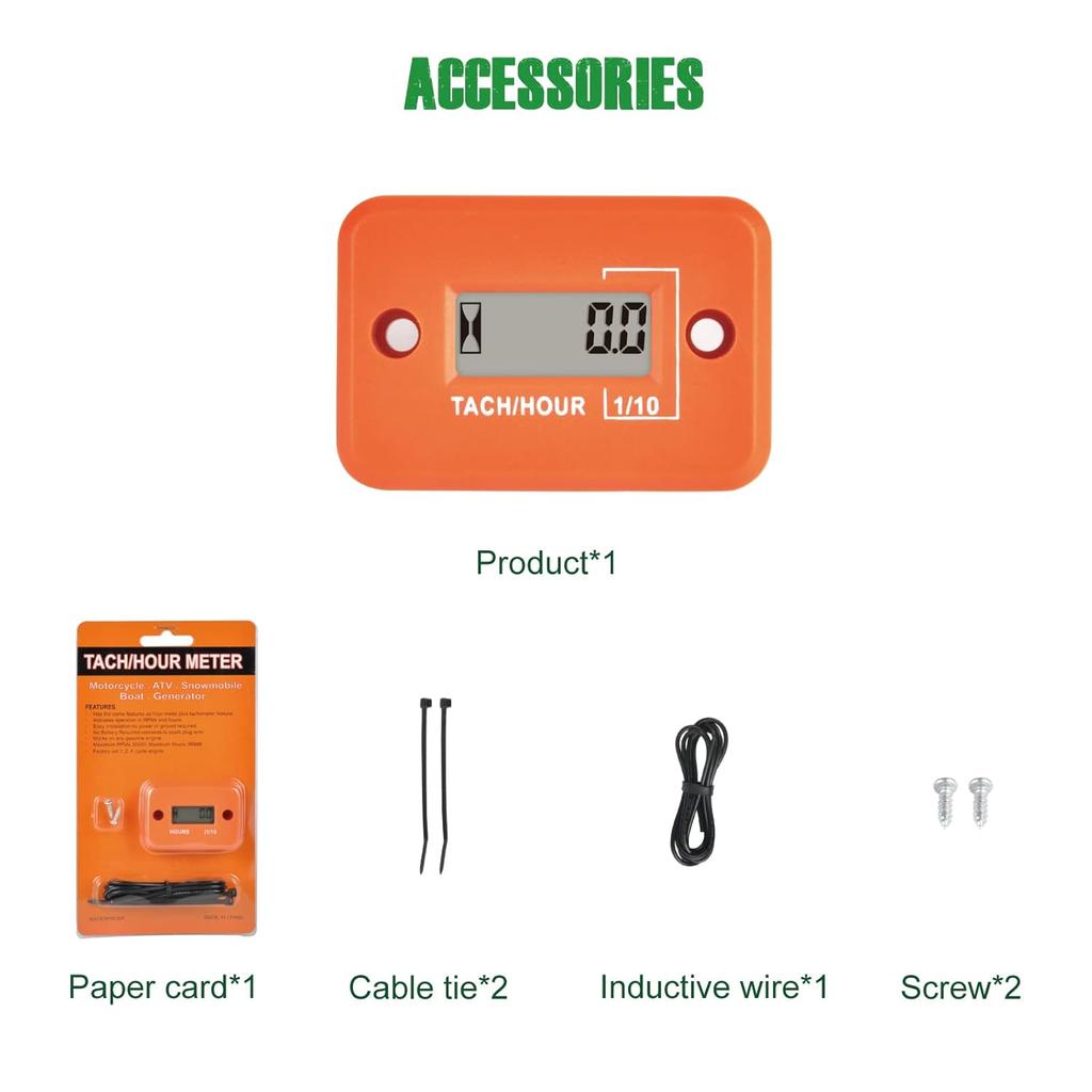 Yooreal Digital Hour Meter Tachometer RPM Gauge, Waterproof IP68 Design for Lawn Mower Car Engine Tractor Chainsaw Outboard Motor Garden Generator