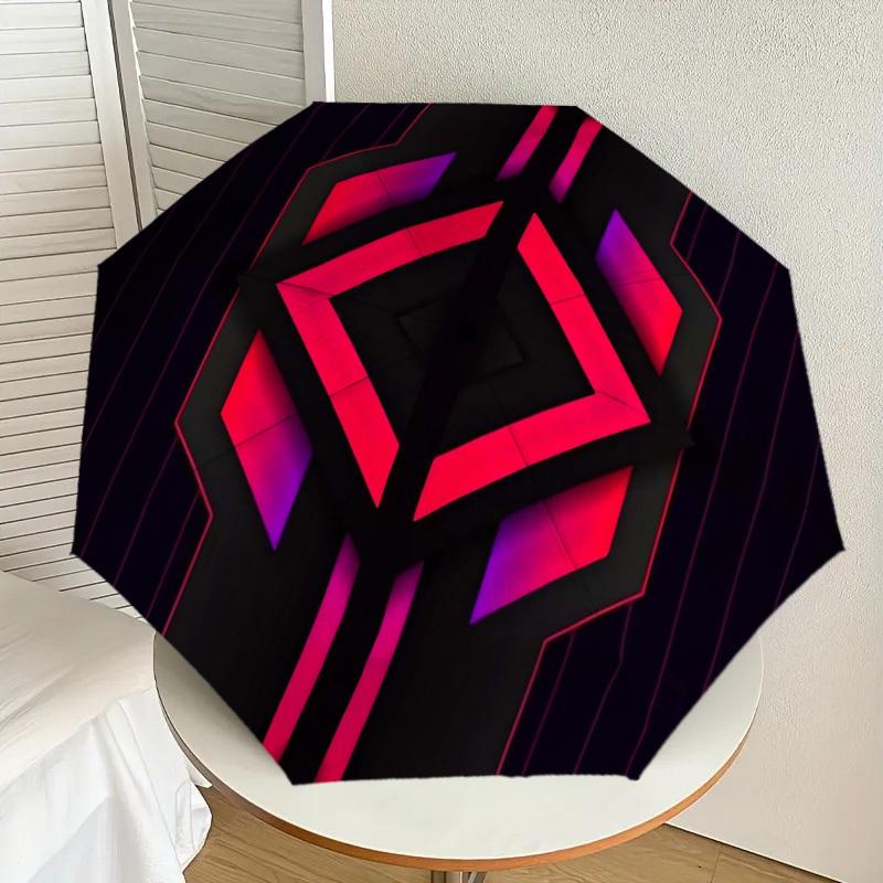 

1pc Neon Geometric Pattern Umbrella with Plastic Handle,Suitable for All Seasons Home Travel Outdoor UmbrellaDD030