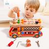 Kids' Multifunctional Fire Truck Assembly Toy with Detachable Nuts and Hammering Set for Early Learning