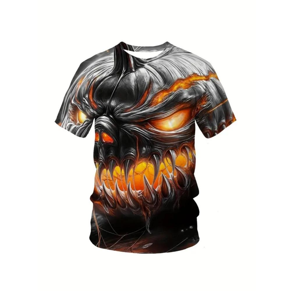 Halloween Boy T-shirt Dinosaur Pattern Summer Short Sleeved Casual Fashion Printed Children's Top Party Gift Children's Clothing