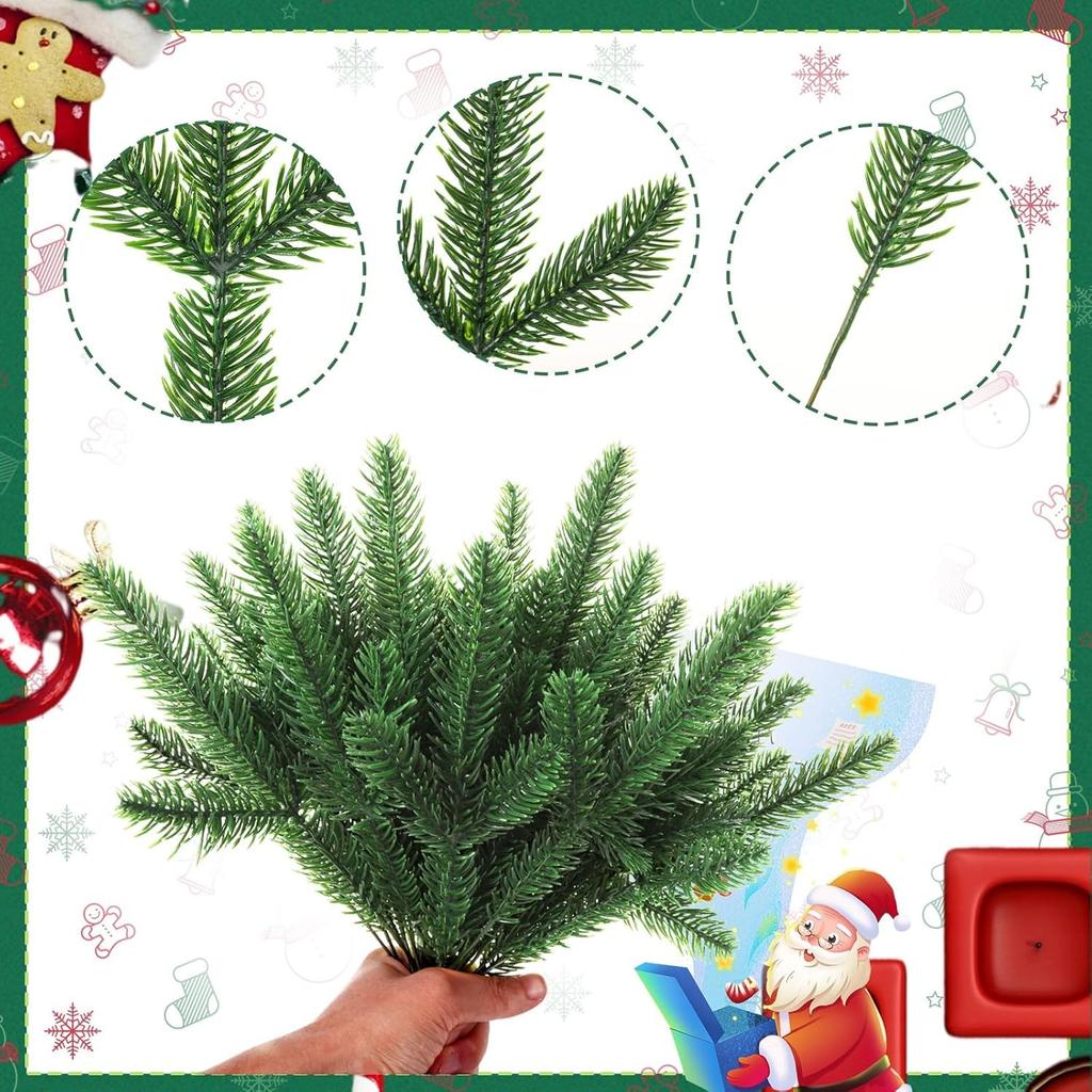 5/10Pcs Christmas Decoration Artificial Pine Branches Holly Branches for Home Decor Christmas Tree Pendant Wreath Gifts Ornament