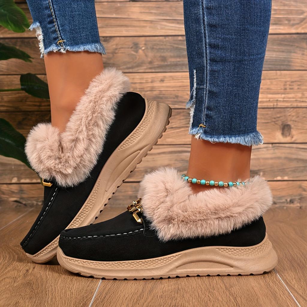 Women's Winter New Versatile Snow Boots, Fashionable Plus Size Thick Sole Height Increasing Slip-On Lazy Shoes