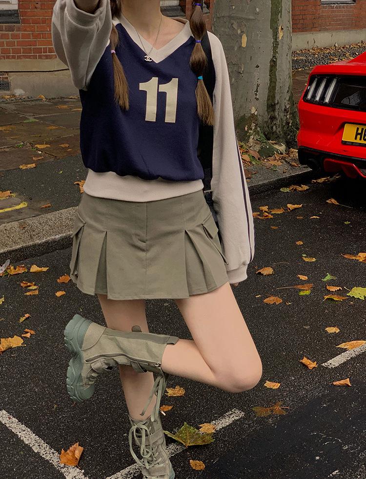 2025 Women's Color-Block V-Neck Sweatshirt: Spring/Autumn Fashion Long-Sleeve Pullover