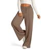 Pantaloni Casual a Gamba Larga con Coulisse in Vita Media Monocolore Moda Donna Autunno Inverno Dritti Taglie Forti Pantaloni Eleganti Tasca Pantaloni Larghi Capri 25187