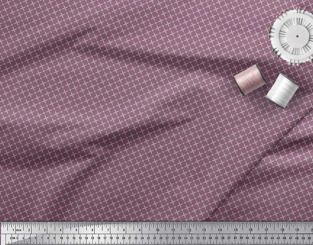 Soimoi Japan Crepe Satin Fabric Geometric Small Print Fabric by Metre 42 Inch