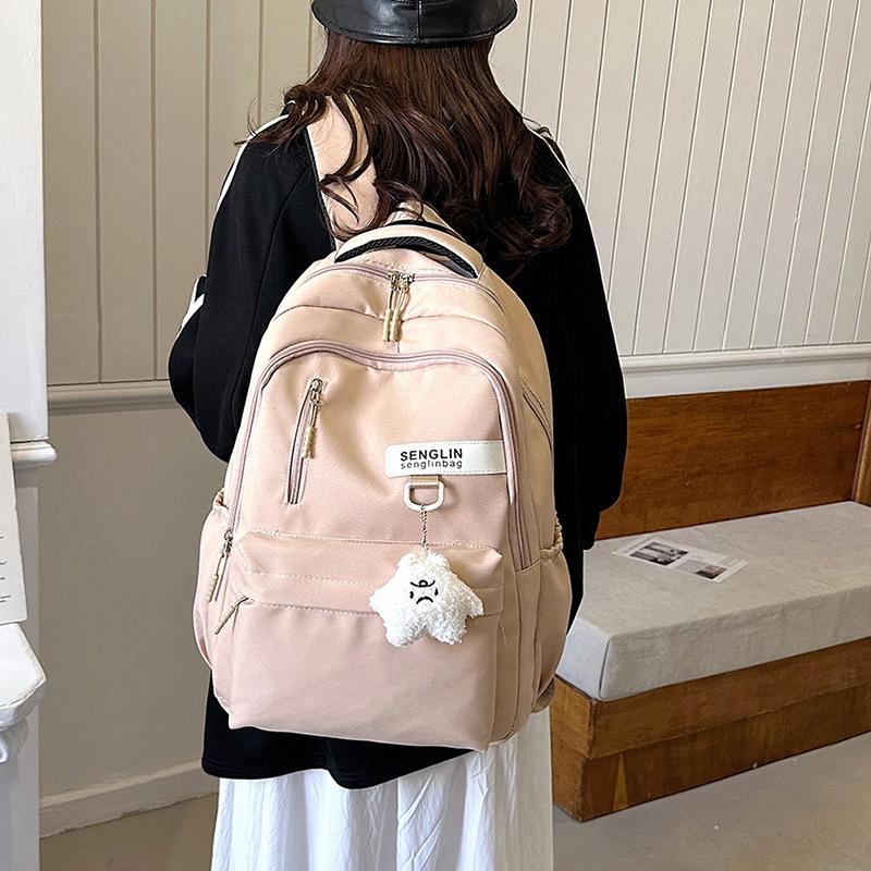 Einfarbiger Rucksack für Damen und Herren, Modischer Schul-Reise-Tagesrucksack mit mehreren Taschen