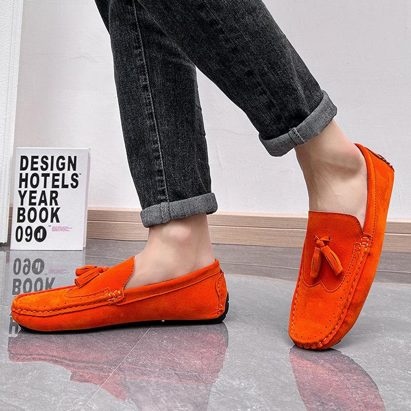 Fashion Hot Sale Fashion Yellow Flat Shoes for Men Comfortable Suede Loafers Man Slip-on Leather Casual Shoes Big Size 48 Zapatos Hombre