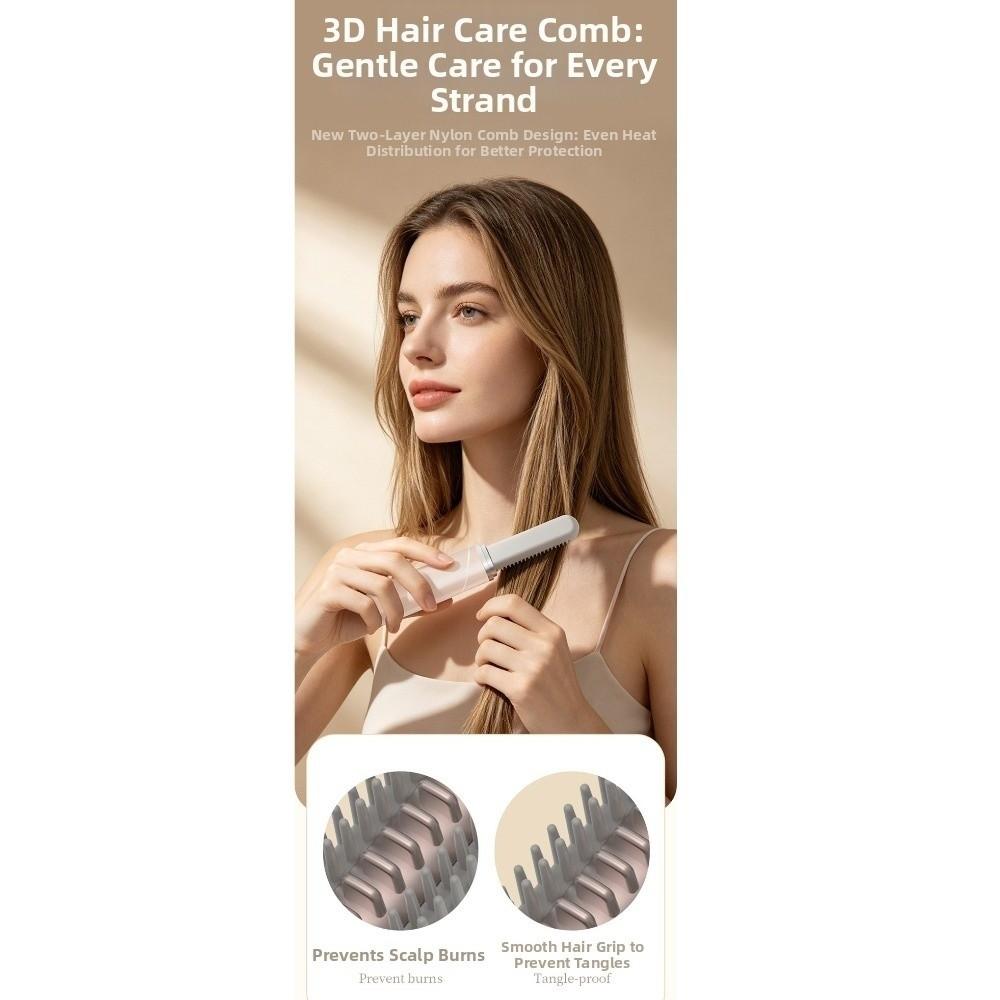 USB Charging Mini Straight Hair Brush Cordless Portable Hair Straightener Holiday