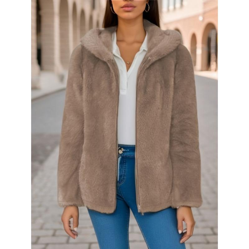 

Двосторонній кораловий флісовий світшот з капюшоном і додаванням флісу Осінньо-зимовий теплий світшот на блискавці Lambhair для жінок 6XL верблюд