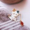 For Women Men Collar Funny Cats Decoration Enamel Brooch Badge Pin Cat Fishing Brooch Cat Brooch
