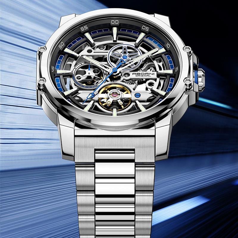 Overseas Men'S Watch Fashion Hollow Automatic Mechanical Watch Men'S Watch Luminous Waterproof