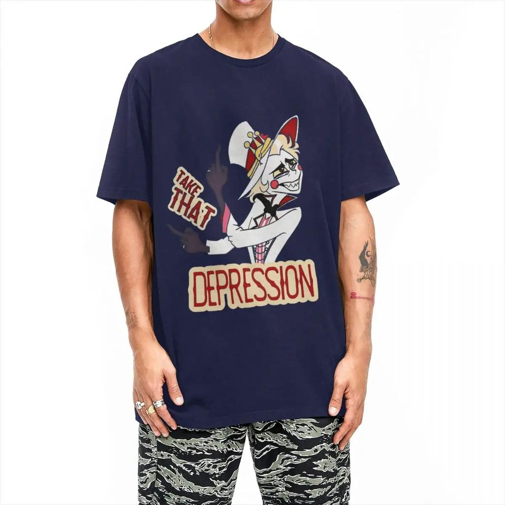 Men Take THAT Depression Lucifer Hazbins Hotels T Shirt Cotton Clothes Vintage Short Sleeve Crewneck Tee Shirt Summer T-Shirts