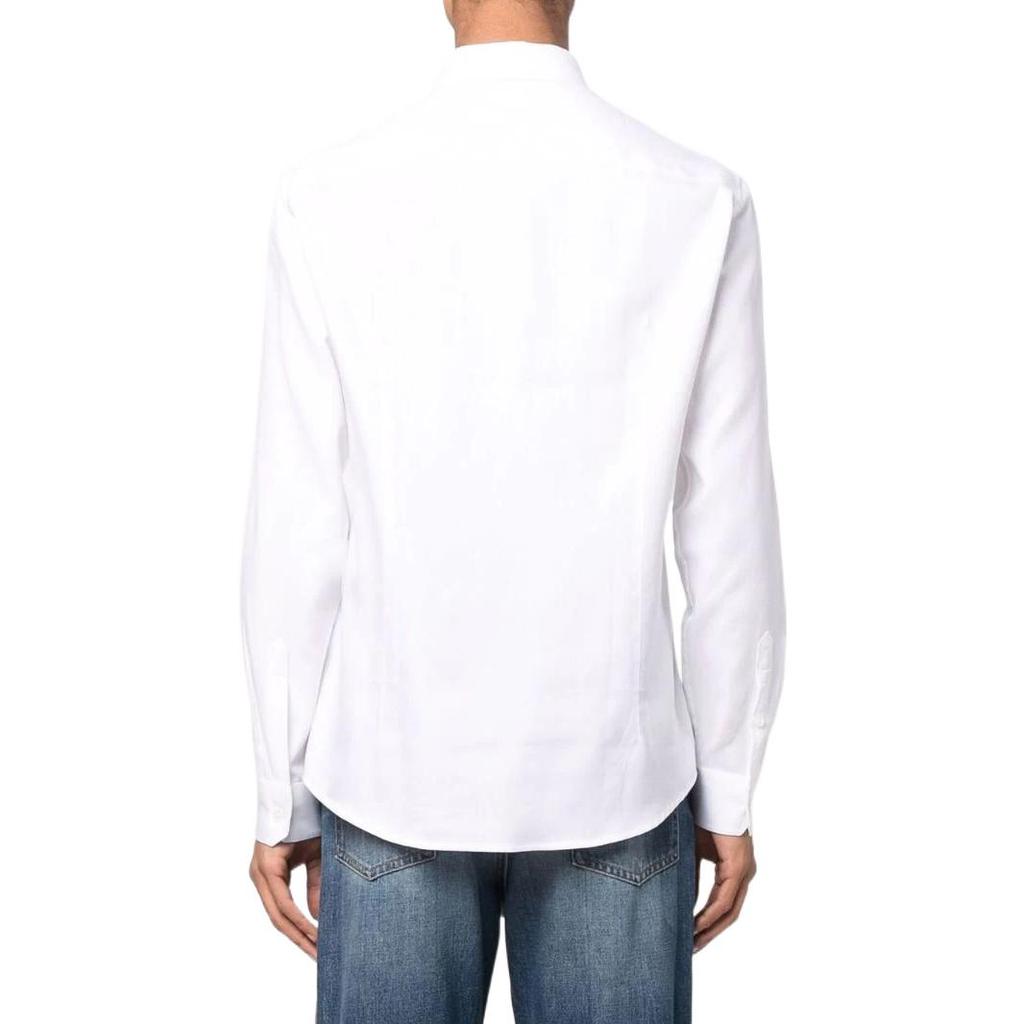 Emporio Armani Solid Color Button-Down Slim Fit Long Sleeve Shirt Men shirts White 8N1CD4-1NB1Z-0100