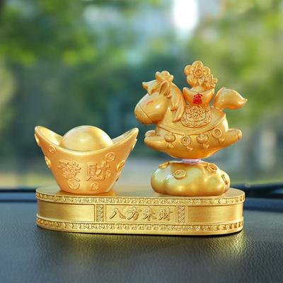 Creative Chinese New Year Horse Ornament Good Luck Horse Shaped Resin Cartoon Horse Statue Rotatable Horse Mascot