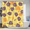 Yellow Purple Floral Print Shower Curtain Modern Decor for Bathroom Customizable Size Available On