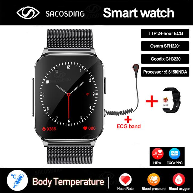 SACOSDING Hygieia-05s Max Blood Oxygen ECG+PTT Smart Watch 1.83" Screen Blood Pressure SPO2 Body Temperature Smartwatch Health Sport Watches