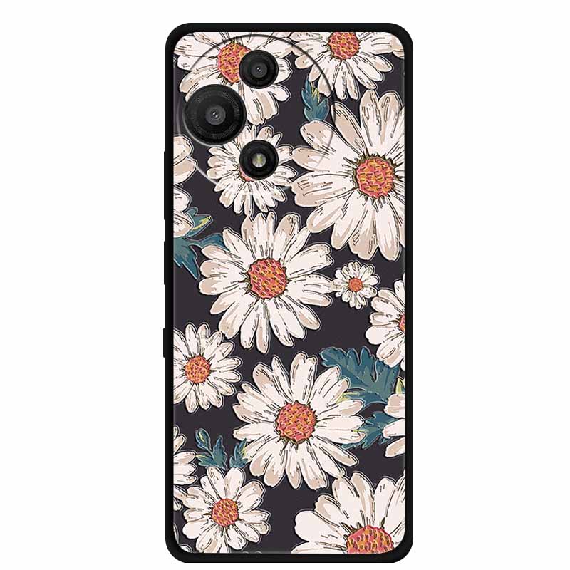 For TCL 60 SE Nxtpaper Case 3D Emboss Relief Flowers Black TPU Silicone Soft Back Cover Cases For TCL 60R Case 6.7" Fundas Bag