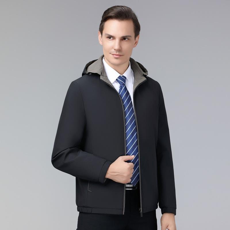 

Reversible Jacket Men s Spring and Autumn Business Casual Hooded Reversible Top New Men s Clothing 195