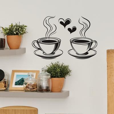 Prosty Kubek do Kawy Miłość Kawiarnia Atmosfera Upiększenie Dekoracja Naklejki Ścienne