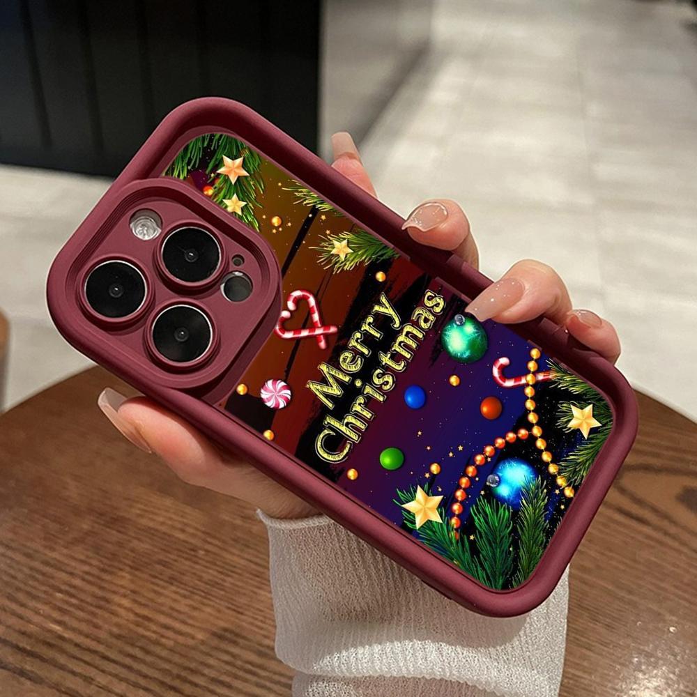 Ae119 Merry Christmas Santa art design Phone Cases for iPhone 16 14 13 11 Pro Max 15 7 8 6 Plus 12 mini XR XS Max SE Angel Eye Ladder Protective Cover