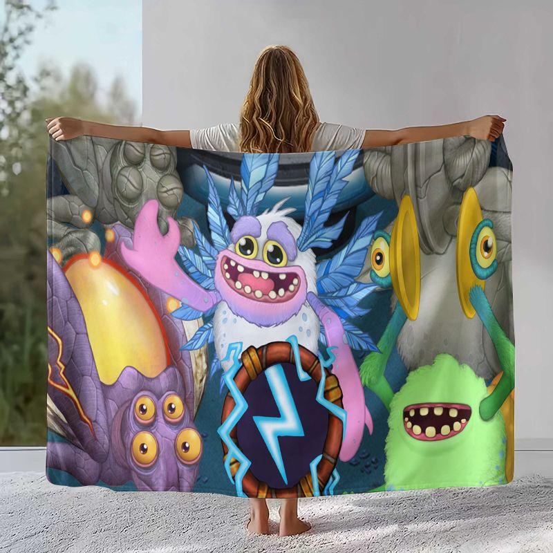 Music Game My Singing Monsters Flannel Blanket,Ultra Soft Warm Plush Throw for Home Bedroom Bed Sofa Cover Office Camping Picnic