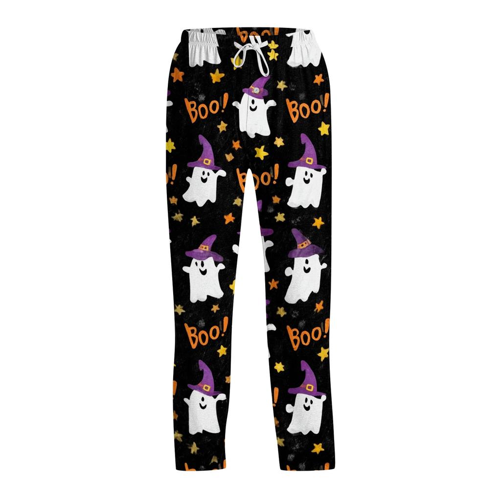 Men's Halloween Print Drawstring Lounge Pants Casual Sleepwear Comfortable Fit Soft Fabric Relaxed Style for Indoor and Outdoor Use