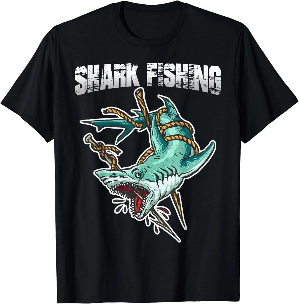 Shark Fishing Hook Bait Grunge Design Funny Gifts Unisex T-Shirt
