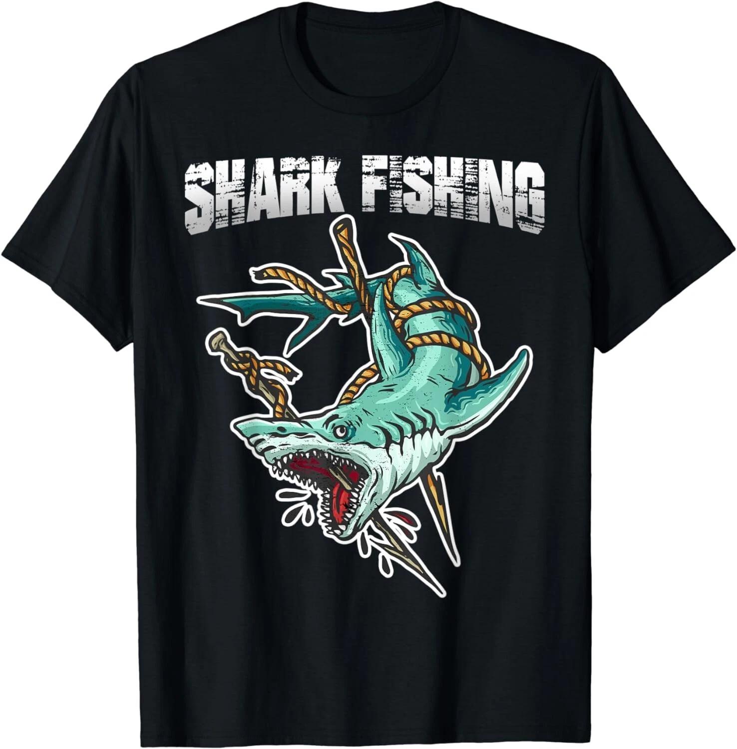 Shark Fishing Hook Bait Grunge Design Funny Gifts Unisex T-Shirt L