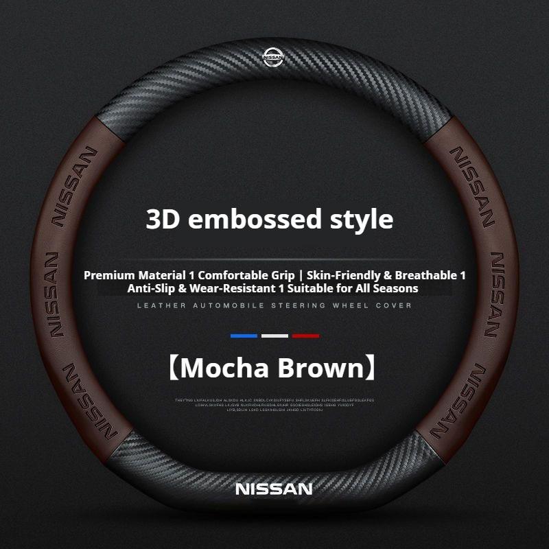 Nappa Leather Car Steering Wheel Cover Nissan Qashqai Juke XTrail Patrol Note Leaf Altima Murano Rogue Pulsar Sentra Teana Tiida vsd55