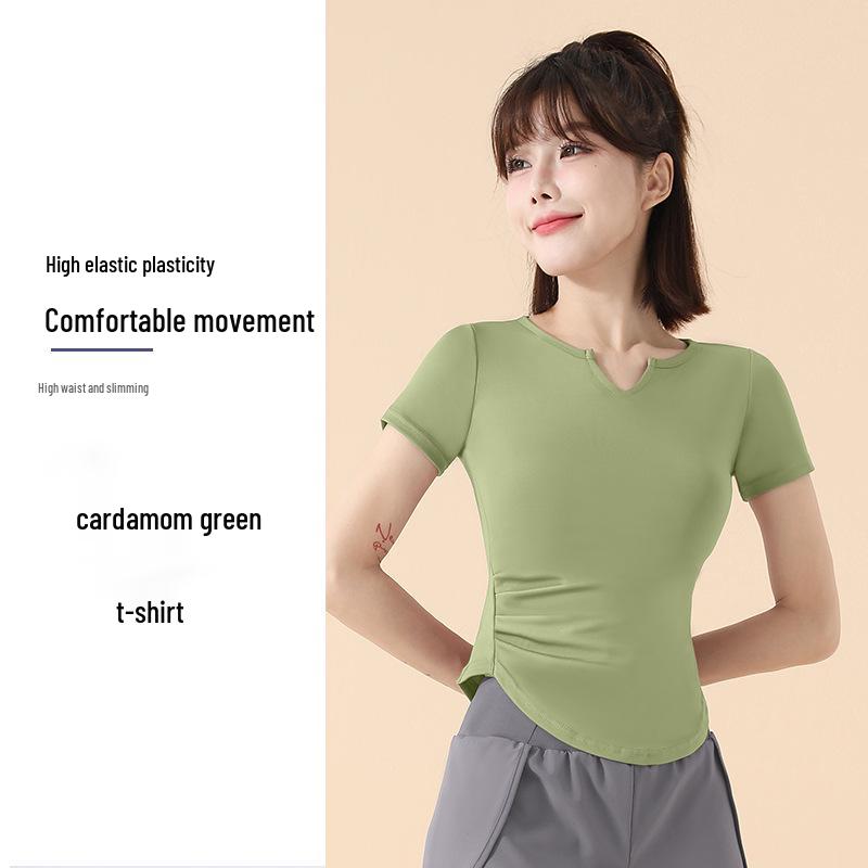 2025 İlkbahar/Yaz Hızlı Kuruyan Spor Yoga Seti – Dar Kesim, Kısa Kollu Fitness Giyim