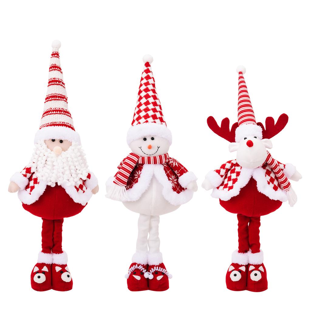 Santa Claus Snowman Elk Telescopic Long Legged Doll Merry Christmas Decorations kids Plush Toys Xmas Ornament new year Doll Gift