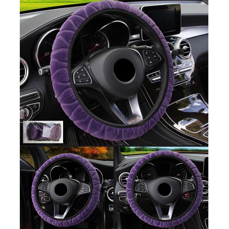 Car Steering Wheel Covers Soft Winter Warm Plush Steering Wheel Cover for Women Car Styling Auto Interior Decoration 37-39CM