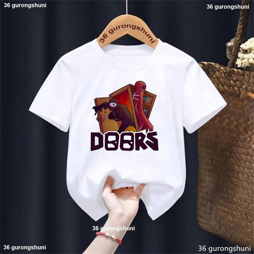 Summer Casual All The Entities New Doors Game Update Kids T-Shirt Cartoon Print Boys Tshirt Boys/Girls Clothes Shirt Tops