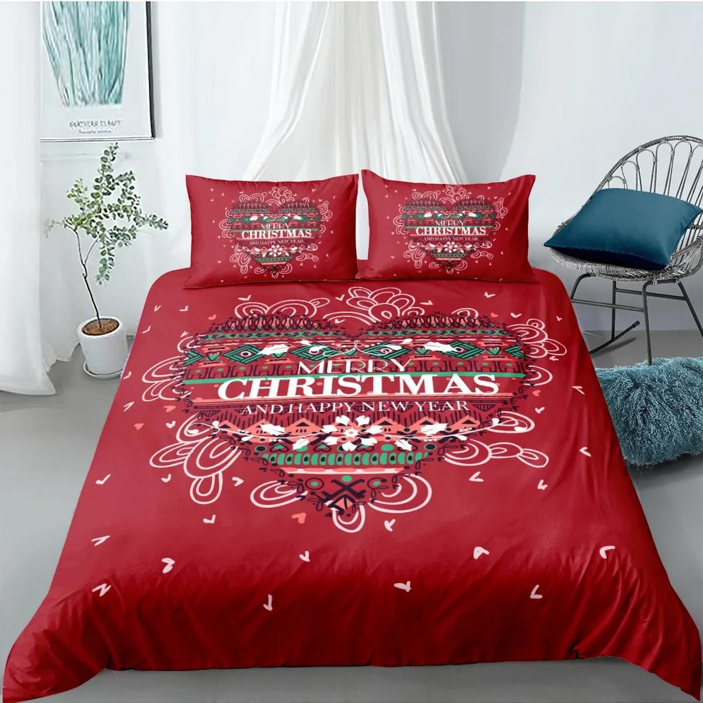 Duvet Cover Set 3D Santa Claus Merry Christmas Single Double Size Holiday Atmosphere Decoration Soft and Comfortable
